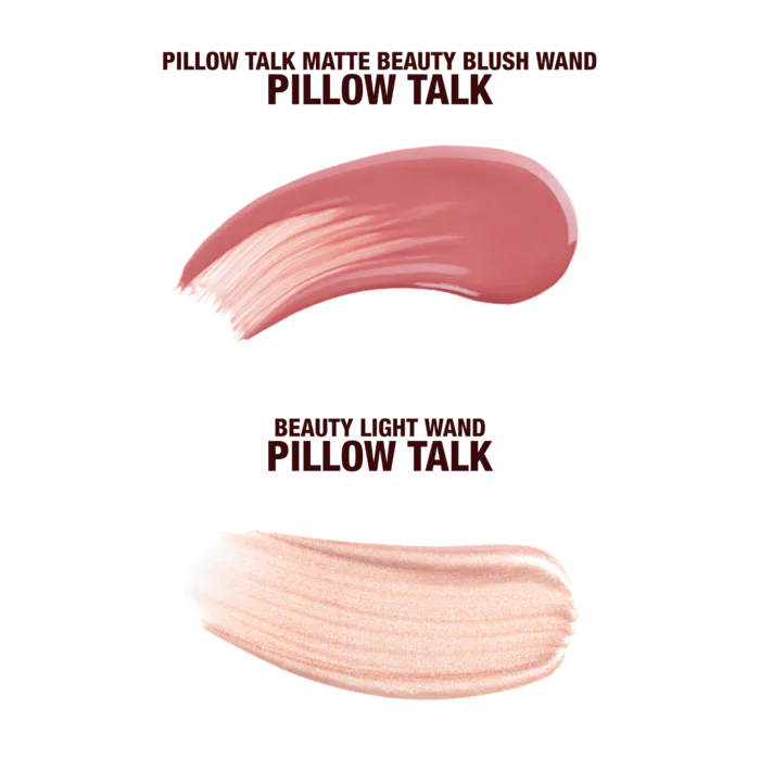 Mini Pillow Talk Blush and Glow Beauty Highlighter Wand Set